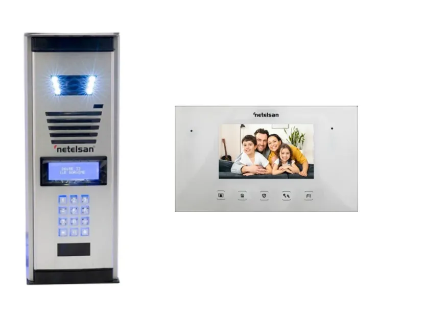 Netelsan EQMAX Dijital zil paneli ve KARVOX 4,3 inç daire içi görüntülü diafon monitörü