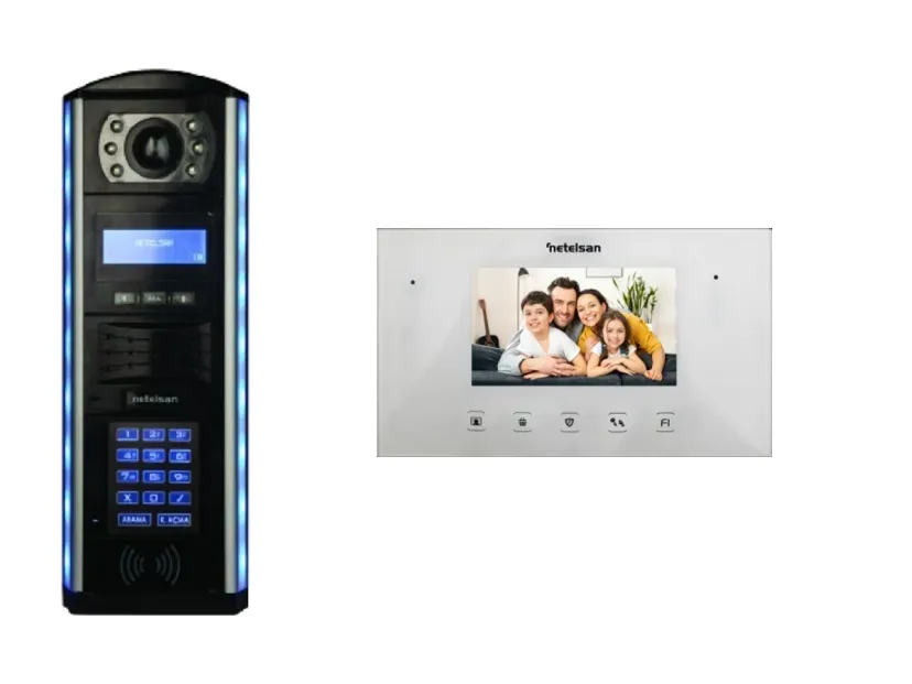 Netelsan EQMAX Obsidian zil paneli ve KARVOX 4,3 inç daire içi görüntülü diafon monitörü