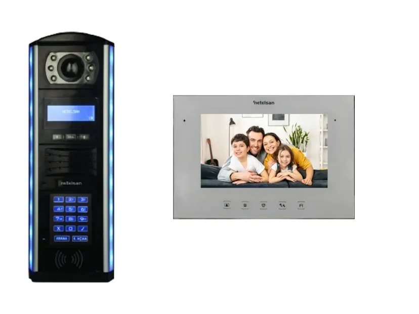 Netelsan EQMAX Obsidian zil paneli ve KARVOX 7 inç daire içi görüntülü diafon monitörü